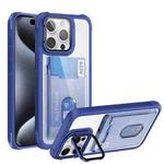 For iPhone 15 Pro Max Card Bag Holder Acrylic Hybrid TPU Phone Case(Blue)
