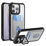 For iPhone 16 Pro Max Card Bag Holder Acrylic Hybrid TPU Phone Case(Black)