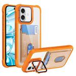 For iPhone 16 Card Bag Holder Acrylic Hybrid TPU Phone Case(Orange)