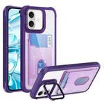 For iPhone 16 Card Bag Holder Acrylic Hybrid TPU Phone Case(Purple)