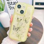 For iPhone 14 Plus Wave Edge Butterfly TPU Hybrid PC Phone Case(Yellow)