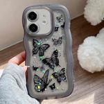 For iPhone 12 Wave Edge Butterfly TPU Hybrid PC Phone Case(Black)