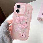 For iPhone 11 Wave Edge Butterfly TPU Hybrid PC Phone Case(Pink)