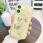 For iPhone 16 Wave Edge Butterfly TPU Hybrid PC Phone Case(Yellow)