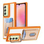 For Samsung Galaxy A24 Card Bag Holder Acrylic Hybrid TPU Phone Case(Orange)