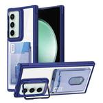 For Samsung Galaxy S23 FE 5G Card Bag Holder Acrylic Hybrid TPU Phone Case(Blue)