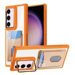 For Samsung Galaxy S23+ 5G Card Bag Holder Acrylic Hybrid TPU Phone Case(Orange)