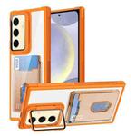 For Samsung Galaxy S24 FE 5G Card Bag Holder Acrylic Hybrid TPU Phone Case(Orange)