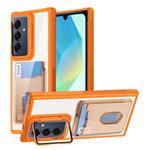 For Samsung Galaxy A16 5G Card Bag Holder Acrylic Hybrid TPU Phone Case(Orange)