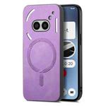 For Nothing Phone 2a Solid Color Retro Magsafe PU Back Cover Phone Case(Purple)