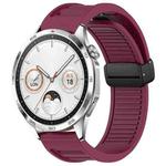 For Huawei Watch GT4 46mm 22mm Foldable Magnetic Buckle Silicone Watch Band(Wine Red)