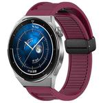 For Huawei Watch GT3 Pro 46mm 22mm Foldable Magnetic Buckle Silicone Watch Band(Wine Red)