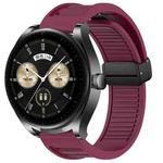 For Huawei Watch Buds 22mm Foldable Magnetic Buckle Silicone Watch Band(Wine Red)