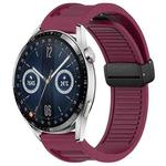 For Huawei Watch GT3 46mm 22mm Foldable Magnetic Buckle Silicone Watch Band(Wine Red)