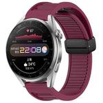 For Huawei Watch 3 Pro 22mm Foldable Magnetic Buckle Silicone Watch Band(Wine Red)