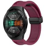 For Huawei Watch GT 2E 22mm Foldable Magnetic Buckle Silicone Watch Band(Wine Red)