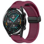 For Huawei GT2 46mm 22mm Foldable Magnetic Buckle Silicone Watch Band(Wine Red)