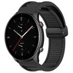 For Amazfit GTR 2e 22mm Fold Magnetic Buckle Silicone Watch Band(Black)