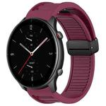 For Amazfit GTR 2e 22mm Fold Magnetic Buckle Silicone Watch Band(Wine Red)