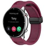 For Amazfit GTR 2 22mm Fold Magnetic Buckle Silicone Watch Band(Wine Red)