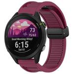 For Garmin Forerunner 255 22mm Foldable Magnetic Buckle Silicone Watch Band(Wine Red)