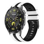 For Huawei Watch GT4 46mm 22mm Two Color Sports Silicone Watch Band(White+Black)