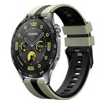 For Huawei Watch GT4 46mm 22mm Two Color Sports Silicone Watch Band(Light Green+Black)