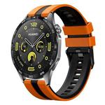 For Huawei Watch GT4 46mm 22mm Two Color Sports Silicone Watch Band(Orange+Black)