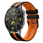 For Huawei Watch GT4 46mm 22mm Two Color Sports Silicone Watch Band(Black+Orange)