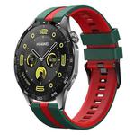 For Huawei Watch GT4 46mm 22mm Two Color Sports Silicone Watch Band(Green+Red)