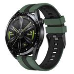 For Huawei Watch GT3 Pro 46mm 22mm Two Color Sports Silicone Watch Band(Olive Green+Black)