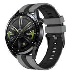 For Huawei Watch GT3 Pro 46mm 22mm Two Color Sports Silicone Watch Band(Grey+Black)