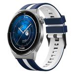 For Huawei Watch GT3 Pro 46mm 22mm Two Color Sports Silicone Watch Band(Blue+White)