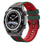 For Huawei Watch Ultimate 22mm Two Color Sports Silicone Watch Band(Green+Red)