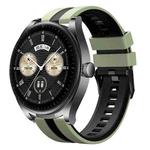 For Huawei Watch Buds 22mm Two Color Sports Silicone Watch Band(Light Green+Black)