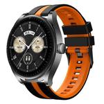 For Huawei Watch Buds 22mm Two Color Sports Silicone Watch Band(Black+Orange)