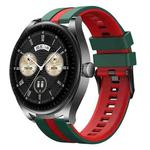 For Huawei Watch Buds 22mm Two Color Sports Silicone Watch Band(Green+Red)