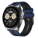 For Huawei Watch Buds 22mm Two Color Sports Silicone Watch Band(Blue+Black)