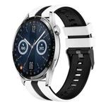 For Huawei Watch GT3 46mm 22mm Two Color Sports Silicone Watch Band(White+Black)