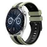 For Huawei Watch GT3 46mm 22mm Two Color Sports Silicone Watch Band(Light Green+Black)