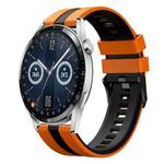 For Huawei Watch GT3 46mm 22mm Two Color Sports Silicone Watch Band(Orange+Black)