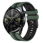 For Huawei Watch GT3 46mm 22mm Two Color Sports Silicone Watch Band(Olive Green+Black)