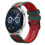 For Huawei Watch GT3 46mm 22mm Two Color Sports Silicone Watch Band(Green+Red)