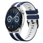 For Huawei Watch GT3 46mm 22mm Two Color Sports Silicone Watch Band(Blue+White)