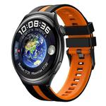 For Huawei Watch 4 22mm Two Color Sports Silicone Watch Band(Black+Orange)