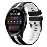 For Huawei Watch 3 22mm Two Color Sports Silicone Watch Band(Black+White)