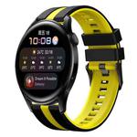For Huawei Watch 3 22mm Two Color Sports Silicone Watch Band(Black+Yellow)