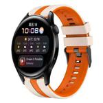 For Huawei Watch 3 22mm Two Color Sports Silicone Watch Band(Starlight+Orange)