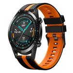 For Huawei GT2 46mm 22mm Two Color Sports Silicone Watch Band(Black+Orange)