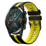 For Huawei GT2 46mm 22mm Two Color Sports Silicone Watch Band(Black+Yellow)